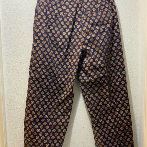 NWOT Boden cropped Print pants Trousers BLUE & ORANGE Size 6R - Picture 4 of 7
